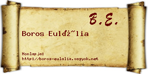 Boros Eulália névjegykártya